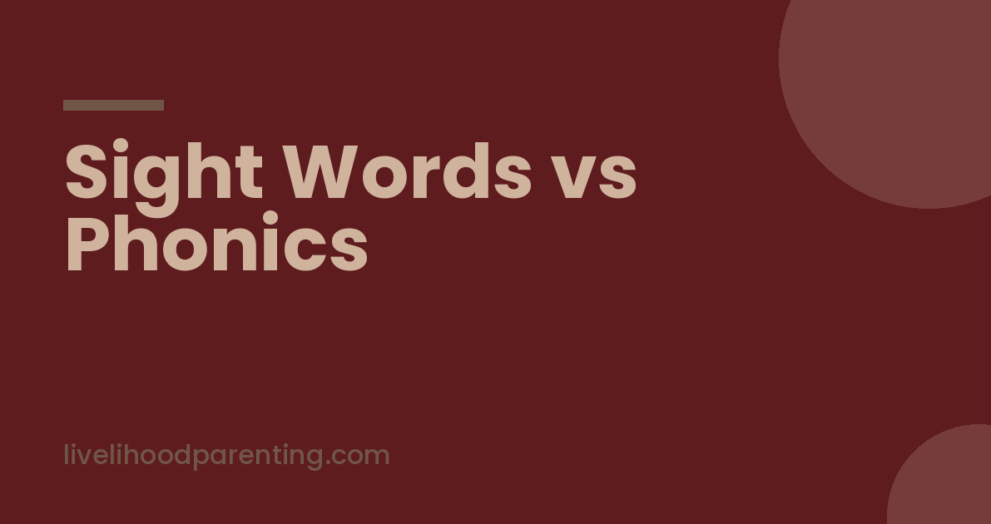 Sight words vs phonics cards laid out for a child reading at home